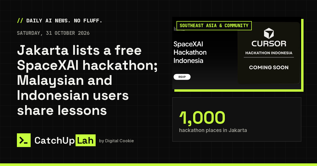 Jakarta lists a free SpaceXAI hackathon; Malaysian and Indonesian users share lessons